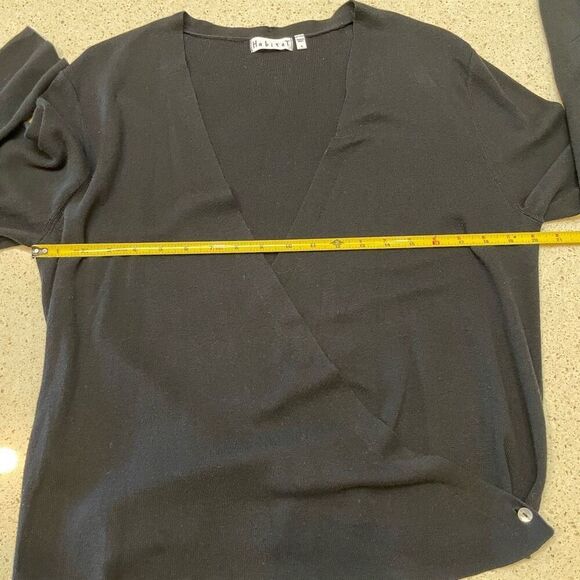 Habitat Clothes To Live In Cardigan Wrap Sweater Womens L Black Long Sleeve - Picture 10 of 12